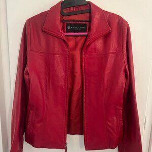Kenneth Cole Reaction Red Leather Jacket size XS